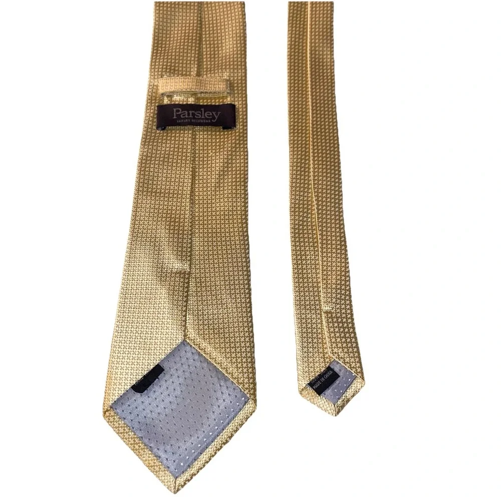 Parsley Luxury Menswear‎ 100% Silk Yellow Men's Neck Tie Handmade 58
